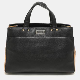 Alviero Martini 1A Classe Black Coated Canvas And Leather Satchel