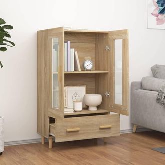 Berkfield Home Highboard Sonoma Oak 70x31x115 cm Engineered Wood in Light Tan | Size: 70 x 31 x 115 cm
