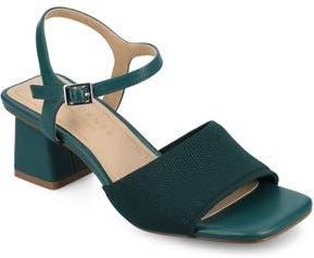 Journee Collection Evylinn Knit Block Heel Sandal in Teal at Nordstrom Rack, Size 6.5