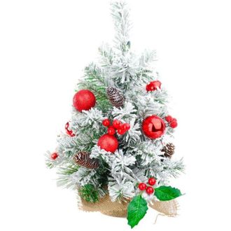 Trade Shop Trade Shop - Albero Di Natale Effetto Innevato Dim. 60 Cm Con Decori Rossi Pigne Neve