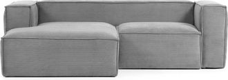 K Home 2,5-Sitzer Ecksofa Cord Klocks mit Chaiselongue - Grau