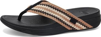 FitFlop Surfa Stripe-Webbing Toe-Post Sandals Womens Wedge Shoes Black Mix : 10 M (B), Synthetic