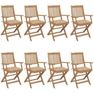 vidaXL Sillas De Jard&iacute;n Plegables 8 Uds Y Cojines Madera Maciza Acacia Vidaxl