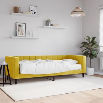 vidaXL Sof&aacute; Cama Con Colch&oacute;n Terciopelo Amarillo 80x200 Cm Vidaxl