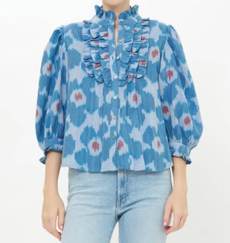 Oliphant Ruffle Front Button Blouse In Jinja