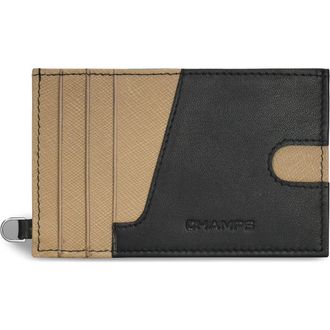 Champs Luggage Iconic Leather Card Case in Black/Ivory at Nordstrom Rack