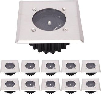 OEM Lampe Solaire - Carr&eacute;e - Acier Inoxydable Verre Tremp&eacute; - Ip65 - Pour All&eacute;e Jardin Terrasse - Lot De 10