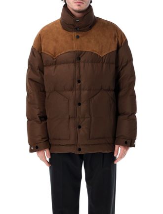Ami Quilted Suede-Insert Down Jacket
