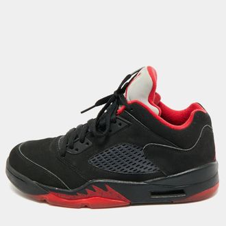 Air Jordan s Black Nubuck Leather Jordan 5 Lace Up Sneakers