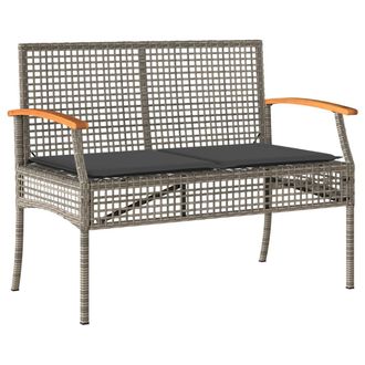 vidaXL Vidaxl - Banco De Jard&iacute;n Con Coj&iacute;n Rat&aacute;n Sint&eacute;tico Gris Y Madera Acacia