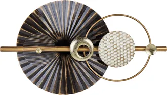 Beliani Decoraci&oacute;n De Pared De Metal Negro Dorado Blanco 103 X 59 Cm Geom&eacute;trico Ruthenium