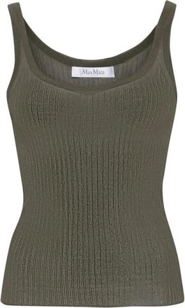 Max Mara Zijde Rib Groene Top - Dames - Tops zonder mouwen - Groen - M - Tops