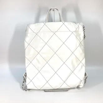 Chanel Black White Leather Backpack (Pre-Owned)