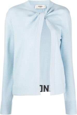 Fendi twist-detail open-front cardigan - women - Elastane/Polyamide/Wool/Cashmere - 44 - Pink
