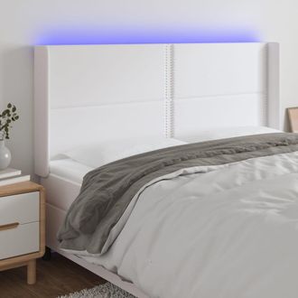 vidaXL Cabecero Con Led Cuero Sint&eacute;tico Blanco 203x16x118/128 Cm Vidaxl