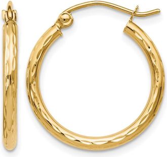 Diamond2Deal 10K Yellow Gold Textured Hinged Hoop Earrings