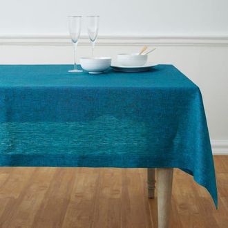 Solino Home Linen Tablecloth for Dining Table, Holiday and Everyday Dining Table Decor - Athena in Chambray Teal at Nordstrom, Size X-Large