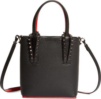 Christian Louboutin Mini Cabata Leather Tote in Black/Black at Nordstrom