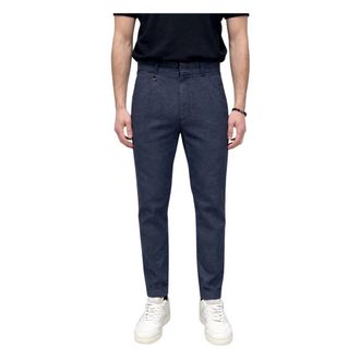 Paolo Pecora Slim-fit Trousers, male, Blue, Size: L Carrot Fit Trousers