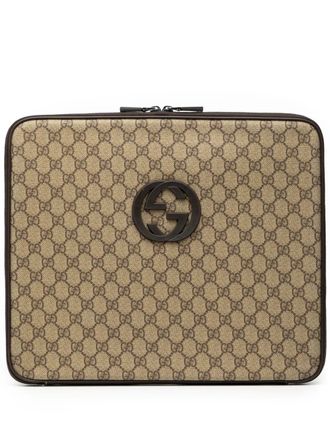 Gucci 2000-2015 GG Supreme Laptop Case clutch bag - Marrone