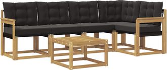 vidaXL Conjunto De Sof&aacute;s De Exterior 6 Uds. Blanco Y Negro Vidaxl