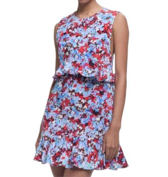 Kika Vargas Paige Mini Dress In Blue Garden Poplin