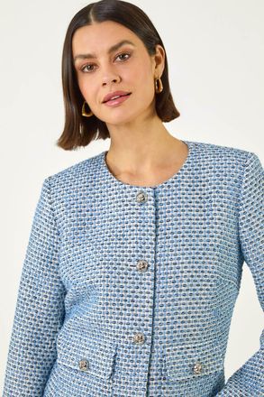 Roman Collarless Boucle Jacket
