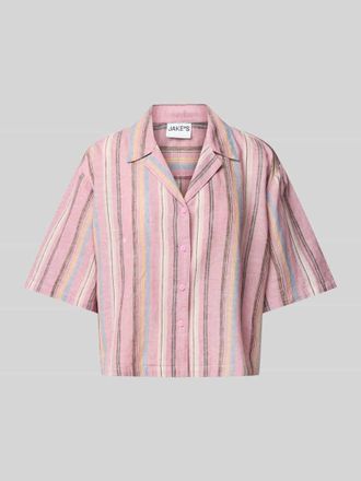 Jake*s Casual Leinenbluse mit Streifenmuster in Mauve, Gr&ouml;&szlig;e 42