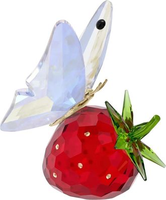 Swarovski Home, Dames, Veelkleurig, ONE Size, Idyllia Vlinder en Aardbei Unisex Kristallen Figuur Multicolor 5666846