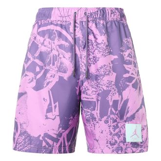 Nike Jordan Air Jordan Flight Full Print Basketball Sports Woven Drawstring Shorts Purple CZ4750-591