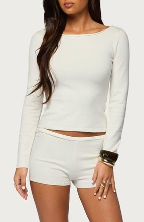 Edikted Arianna Off the Shoulder Top in Cream at Nordstrom, Size X-Large