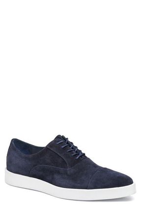 Johnston & Murphy Bolivar Cap Toe Water Resistant Sneaker in Navy Italian Suede at Nordstrom, Size 10.5