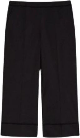 Twinset Stretchbroek met borduursel - Dames - Vrijetijds broeken - Zwart - S - Leer - Broeken