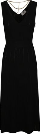 Elisabetta Franchi Sleeveless V Neck Fitted Midi Dress