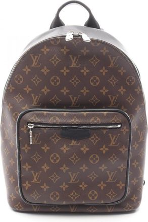 Louis Vuitton Black Brown Coated Canvas Leather Backpack Handbag (Pre-Owned)