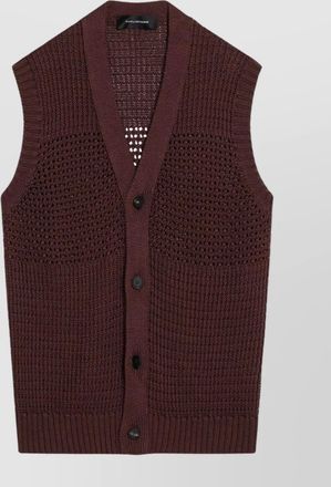 Tagliatore perforated cotton vest ribbed hem