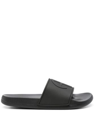 Anine Bing Sandali slides con logo goffrato - Nero