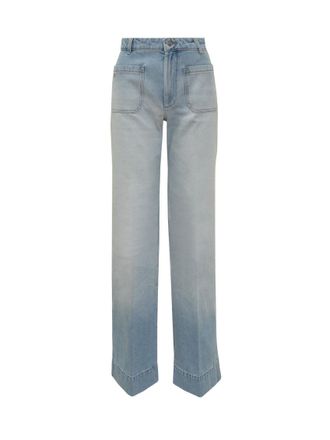 Victoria Beckham Blue Straight High Rise Jeans