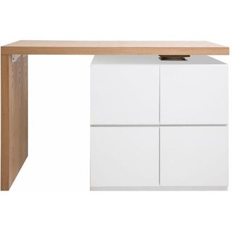 Miliboo Tavolo bar modulabile con contenitore bianco opaco e rovere H91 cm MAX