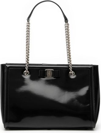 Ferragamo Black Leather Pouch Shoulder Bag Tote Bag (Pre-Owned)