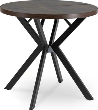 OEM Mesa Redonda Extensible Dorian De 80-160 Cm, Nogal/negro, Estilo Loft Moderno