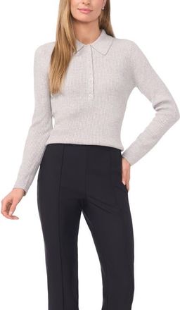 Ted Baker Jalia Rib Polo Sweater in Pearl Heather at Nordstrom, Size X-Small