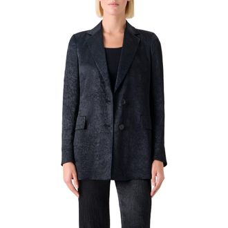 Akris Relaxed Fit Crinkled Satin Jacket in Black at Nordstrom, Size 14