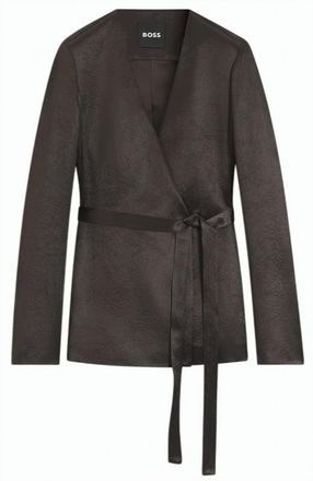 BOSS Double-Breasted Brown Blazer with Tailored Fit and Belted Closure