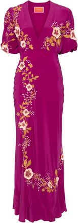 La DoubleJ Abito in seta con scollo a V - Viola