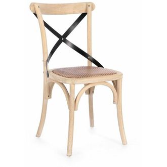 BIZZOTTO Sedia Cross Metal con struttura in legno di olmo da 50,5 x 52 x h 87 cm -Wash / Confezione da 1 pezzo