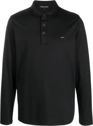 Michael Kors Katoenen Poloshirt met Lange Mouwen - Heren - Tops - Zwart - Maat: L Katoen