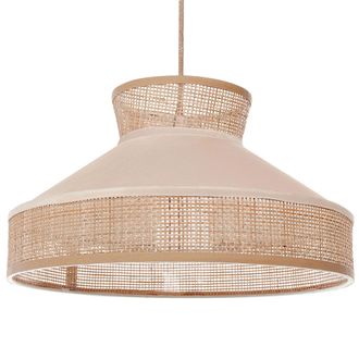 Beliani L&aacute;mpara De Techo De Rat&aacute;n Terciopelo Natural Beige 167 Cm Batali
