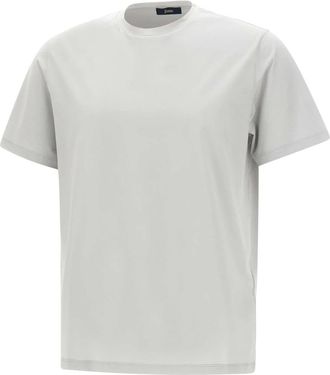 Herno Superfijn Katoenen Stretch T-Shirt - Heren - T-shirts - Grijs - M - Katoen - Tops