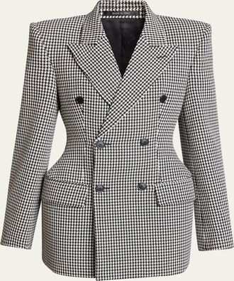 Balenciaga Hourglass Houndstooth Wool Jacket